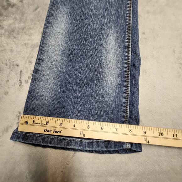 Angels Jeans Womens 11 Regular Blue Bootcut Low Rise Triple Button Front Stretch - Picture 5 of 10